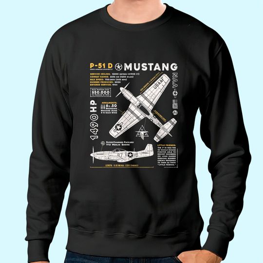 P-51 Mustang North American Aviation Vintage Fighter PlaneT Sweatshirt