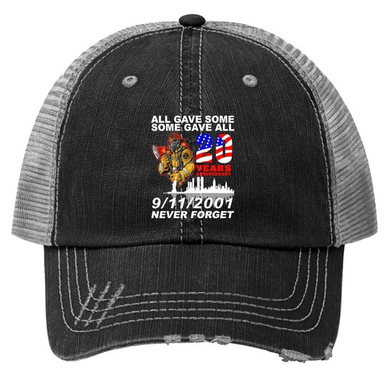 Never Forget 9-11-2001 20th Anniversary Firefighters Trucker Hats