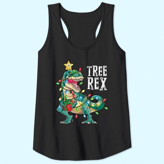 Christmas Dinosaur Tree Rex Pajamas Tank Tops