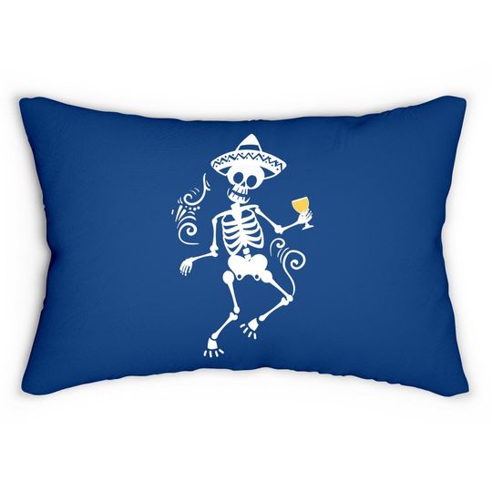 Skeleton Drinking Day Of The Dead Lumbar Pillows