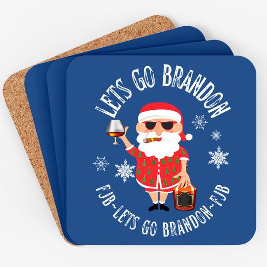 Let's Go Brandon Christmas Eve Holiday Santa Coasters