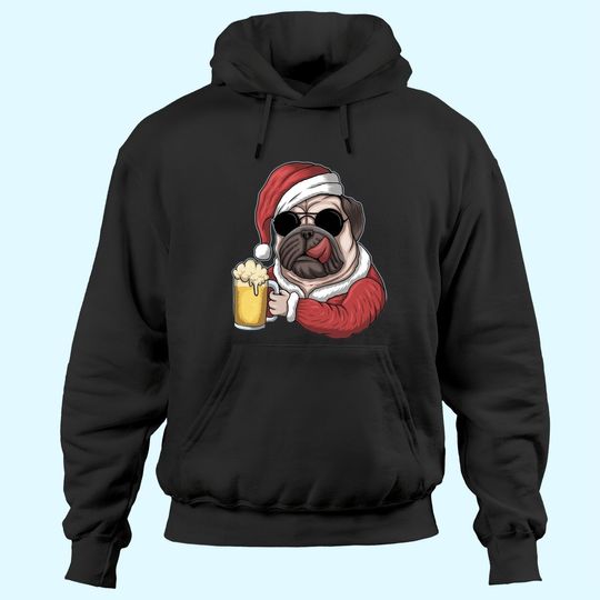 Dog Beer Wearing A Santa Christmas Hoodies