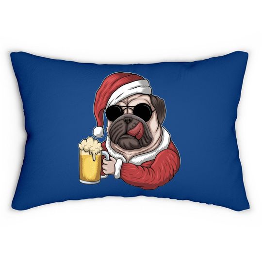 Dog Beer Wearing A Santa Christmas Pillows
