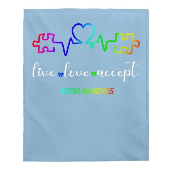 Live Love Accept Autism Awareness Baby Blanket