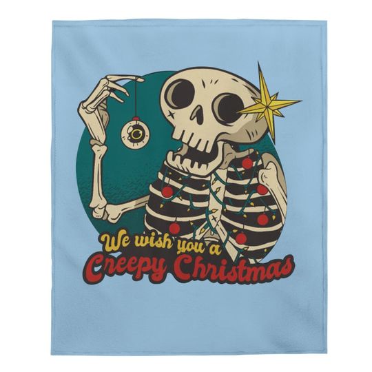 Skeleton Cartoon We Wish You A Creepy Christmas Baby Blankets