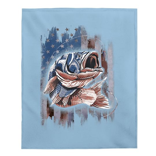 Fishing Fisherman Usa Vintage Amercian Flag Fishing Baby Blanket