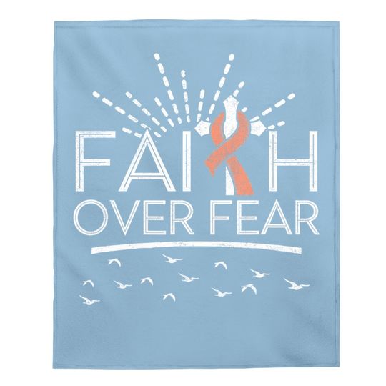 Faith Over Fear Peach Ribbon Uterine Cancer Baby Blanket