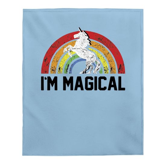 I'm Magical Rainbow Unicorn Tri Blend Baby Blanket Heather Grey