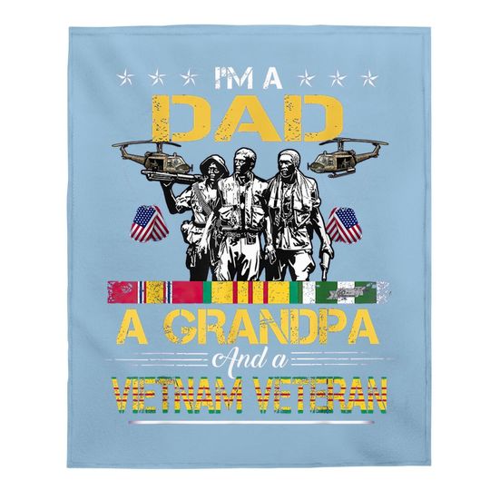 Dad Grandpa Vietnam Veteran Vintage Baby Blanket Military Baby Blanket