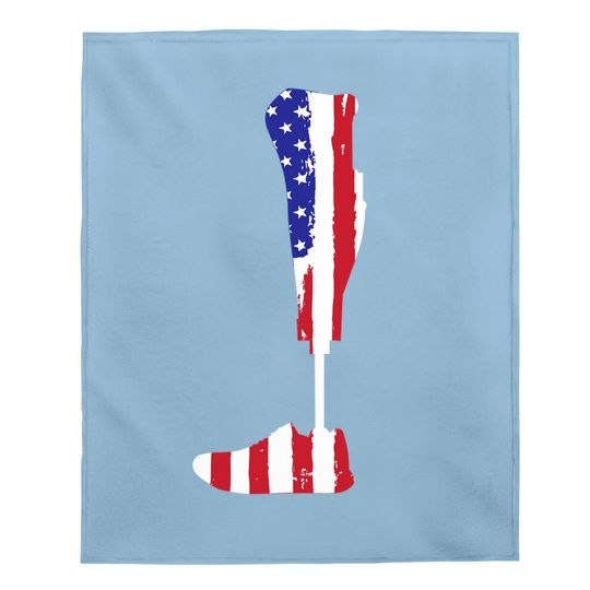 American Flag Prosthetic Leg Patriotic Amputee Baby Blanket