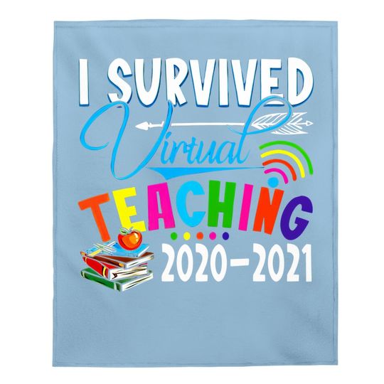 Fashion Baby Blanket - Funny I Survived Virtual Teaching End Of Year Teacher Remote Gift Baby Blanket Short Sleeve