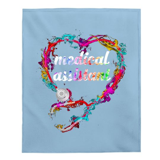 Cute Medical Assistant Colorful Stethoscope Heart Baby Blanket