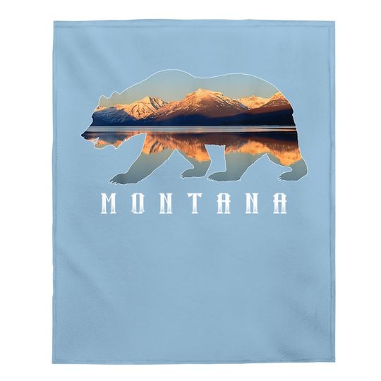 Montana Bear With Glacier National Park Lake Image Souvenir Baby Blanket