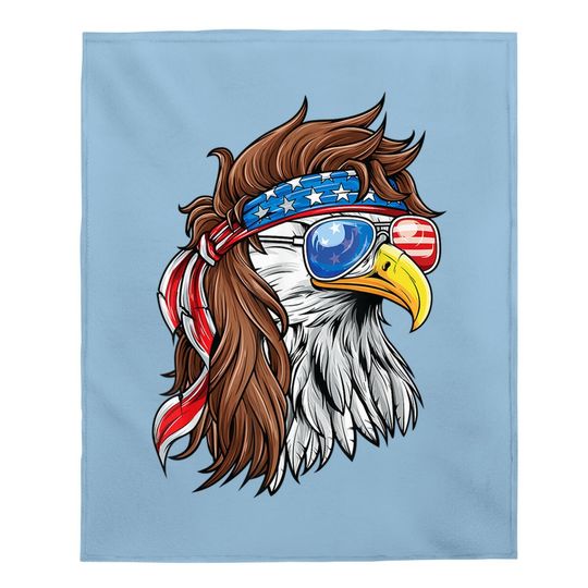 Patriotic Bald Eagle Mullet Usa American Flag 4th Of July Baby Blanket