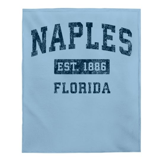 Naples Florida Fl Vintage Sports Design Navy Print Baby Blanket