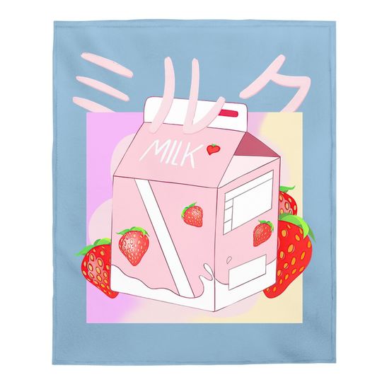 Japanese Kawaii Strawberry Milk Shake Carton Baby Blanket