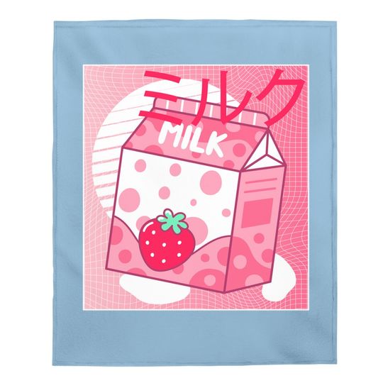 Strawberry Milk Pink Japanese Retro 90s Aesthetic Baby Blanket