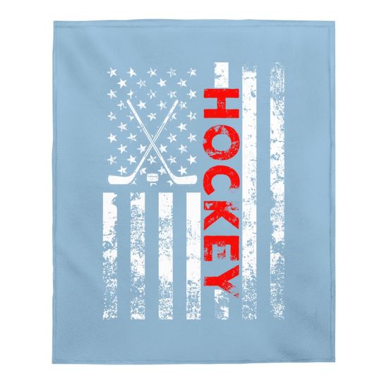 American Flag Hockey Usa Patriotic Baby Blanket