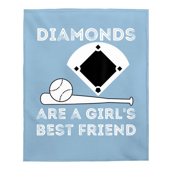 Diamonds Are A Girl's Best Friend - Baseball & Softball Fan Baby Blanket