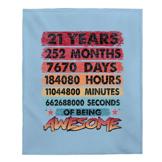 21 Years Old Retro 252 Months Birthday Baby Blanket