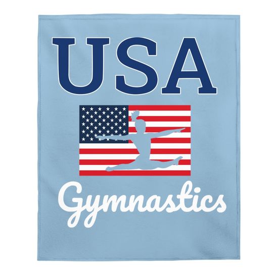Girl Tumbling Team Gear Gymnastics Usa American Flag Baby Blanket