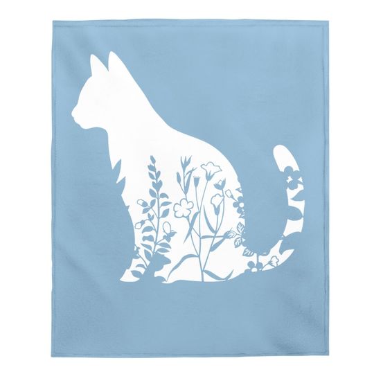 Cute Cat Baby Blanket, Cat Baby Blanket, Floral Cat Baby Blanket, Cat Lover Baby Blanket
