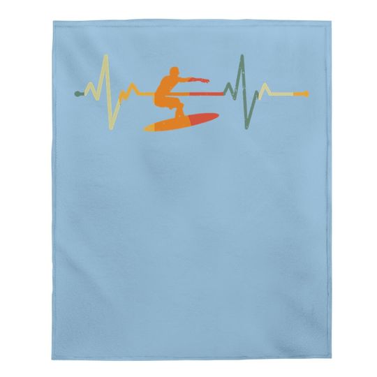 Surf Surfer Gift Heartbeat Waves Surfing Baby Blanket