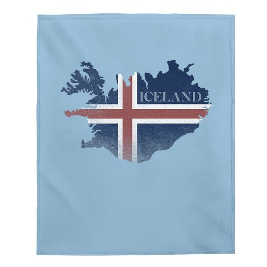 Map Of Iceland Flag Baby Blanket