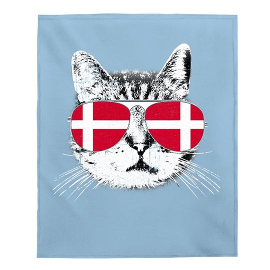 Denmark Flag Danish Cat Sunglasses Funny Baby Blanket