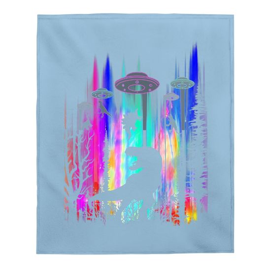 Alien Ufo T Rex Abduction Colorful Forest Baby Blanket