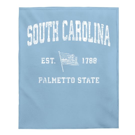 South Carolina Sc Vintage Us Flag Sports Design Baby Blanket
