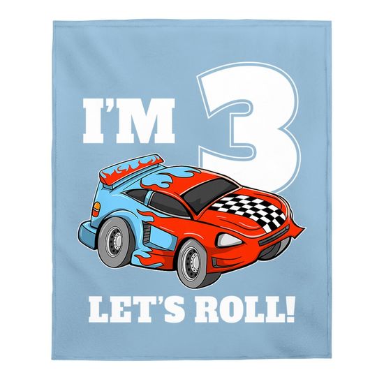 Race Car 3rd Birthday Boy 3 Three Toddler Racing Car Driver Baby Blanket