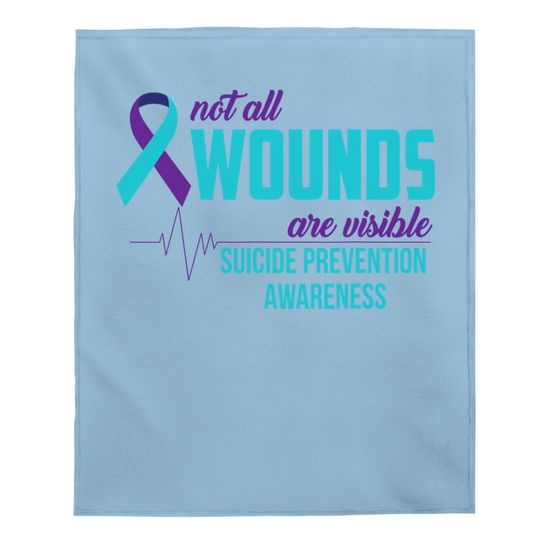 Teal And Purple Ribbon Suicide Prevention Awareness Baby Blanket