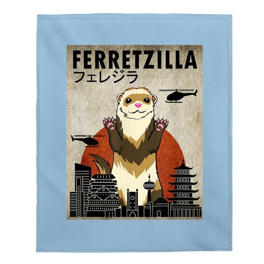 Ferretzilla, Vintage Ferret Japanese Sunset Style Baby Blanket