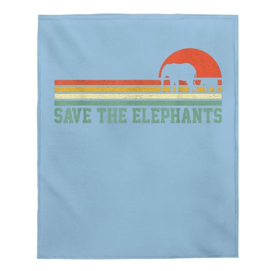 Vintage Save The Elephants Baby Blanket Gift Elephants Baby Blanket