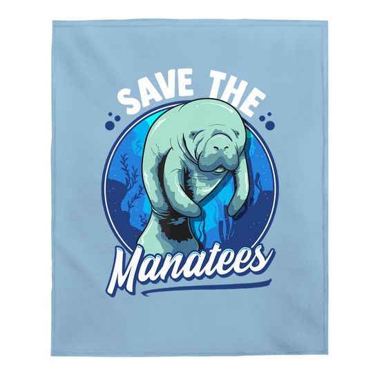 Save The Manatees Cute Sea Cow Dugong Baby Blanket