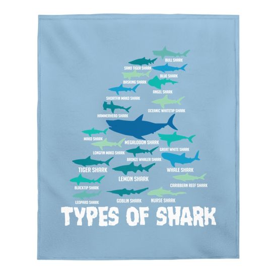 Types Of Shark Megalodon White Nurse Shark Premium Baby Blanket