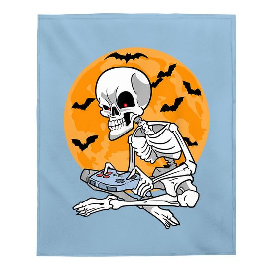 Gaming Skeleton Gamer Controller Halloween Baby Blanket