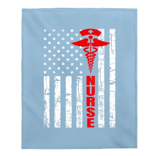 Patriotic American Usa Flag Registered Nurse Baby Blanket