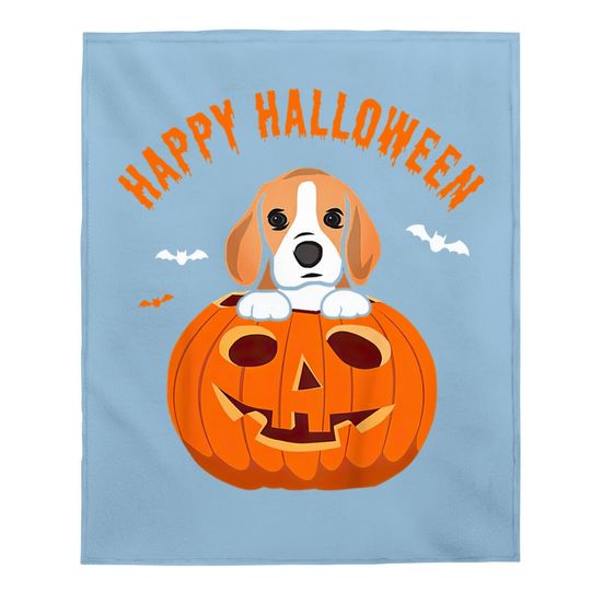 Happy Halloween Beagle Dog Pumpkin Baby Blanket