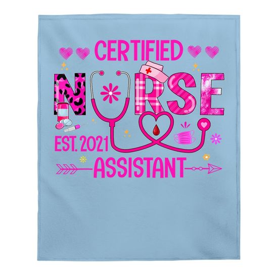 Certified Nurse Assistant Est 2021 Cna Nursing Aide Leopard Baby Blanket