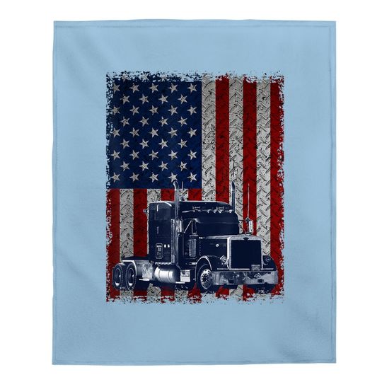 Truck Driver American Flag Baby Blanket