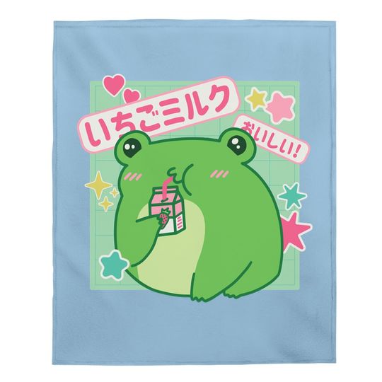 Cottagecore Frog Strawberry Retro 90s Kawaii Aestheti Baby Blanket