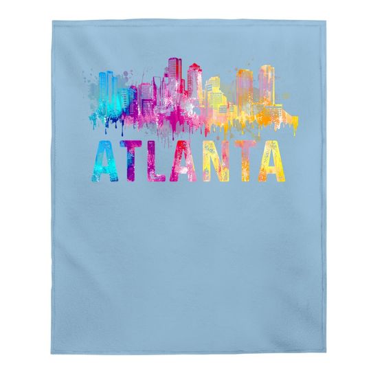 Atlanta Georgia Retro Watercolor Skyline Gifts Baby Blanket