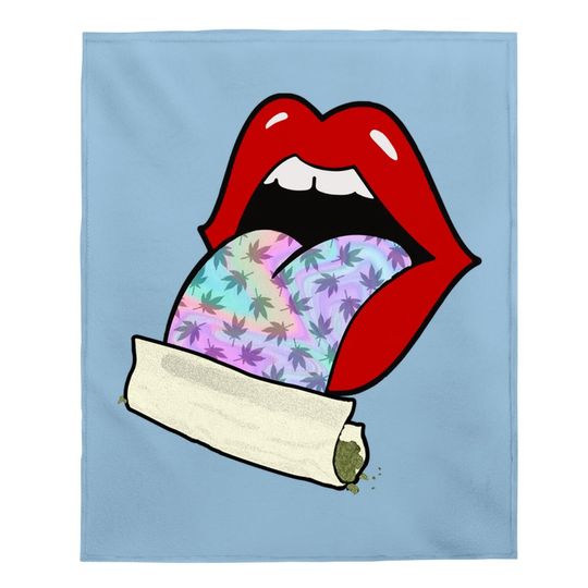 Marijuana Smoker Pot Leaf Tongue Lips Weed Pastel Tie Dye Baby Blanket