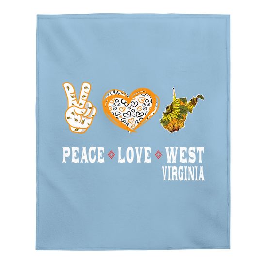 Peace Love West Virginia State Sunflower Baby Blanket
