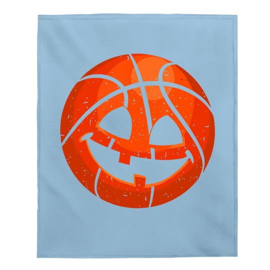 Basketball Pumpkin Face Halloween Jack-o-lantern Baby Blanket
