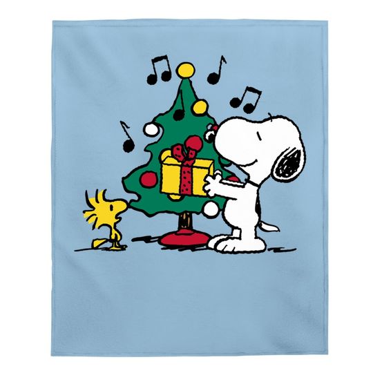 Snoopy And Woodstock Holiday Christmas Tree Baby Blanket