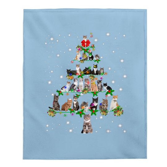 Funny Cats Christmas Tree Baby Blanket