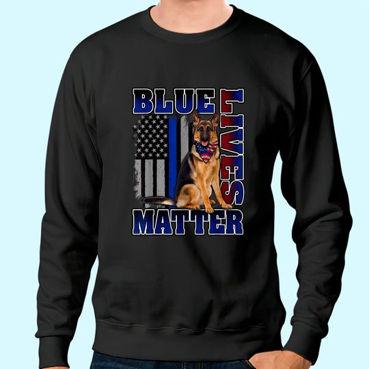 Police Officer K9 Dog Sweatshirt Blue Lives Matter Blue Line Flag Sweatshirt